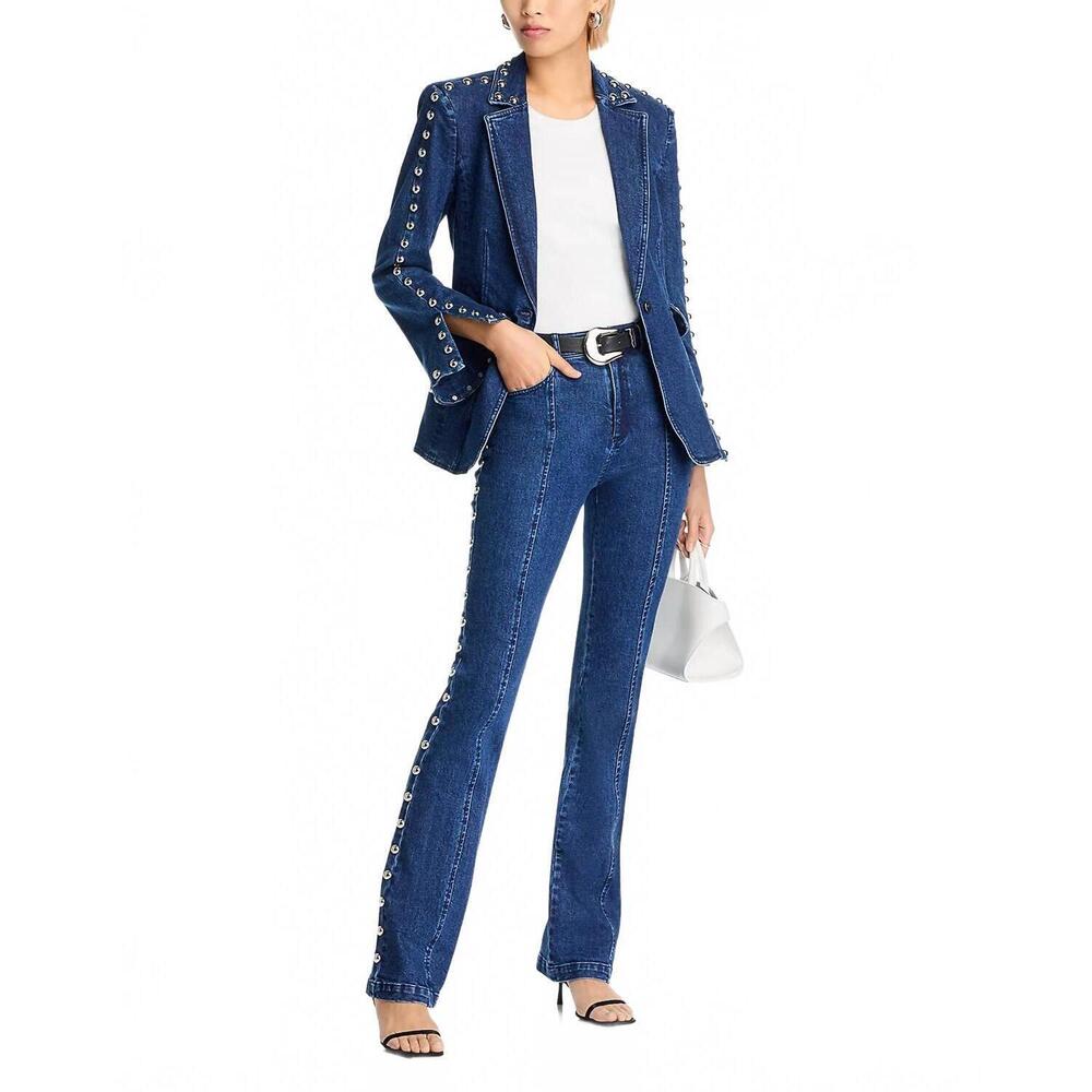 NEW CINQ A SEPT denim studded shailene pants in blue